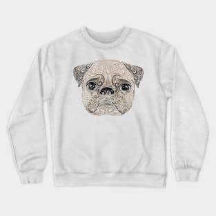 Swirly Pug Portrait (color) Crewneck Sweatshirt